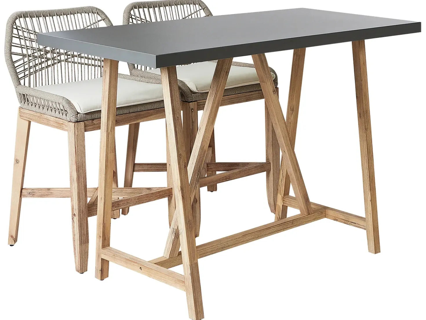 Set bistrot con cuscini TALAMONE Legno d'acacia Grigio
