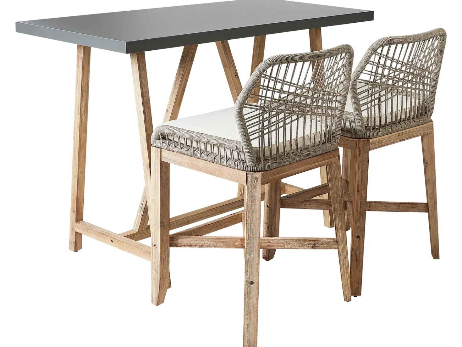 Set bistrot con cuscini TALAMONE Legno d'acacia Grigio