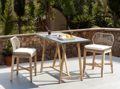 Set bistrot con cuscini TALAMONE Legno d'acacia Grigio
