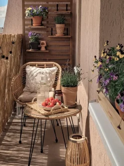 Set bistrot con cuscini TROPEA II Rattan sintetico (PE) Naturale