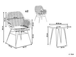 Set bistrot con cuscini TROPEA II Rattan sintetico (PE) Naturale