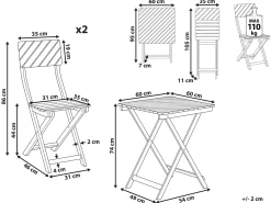 Set bistrot Pieghevole ARDORE Legno d'eucalipto Marrone