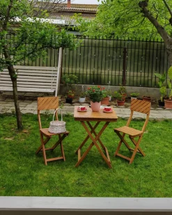 Set bistrot Pieghevole ARDORE Legno d'eucalipto Marrone