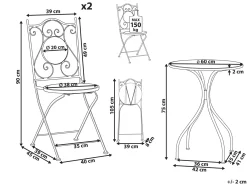 Set bistrot Pieghevole CAMPRENA Metallo Nero