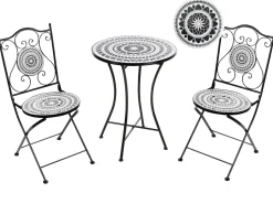 Set bistrot Pieghevole COMISO Metallo Nero/Bianco
