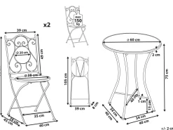 Set bistrot Pieghevole COMISO Metallo Nero/Bianco