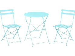 Set bistrot Pieghevole FIORI Metallo Turchese