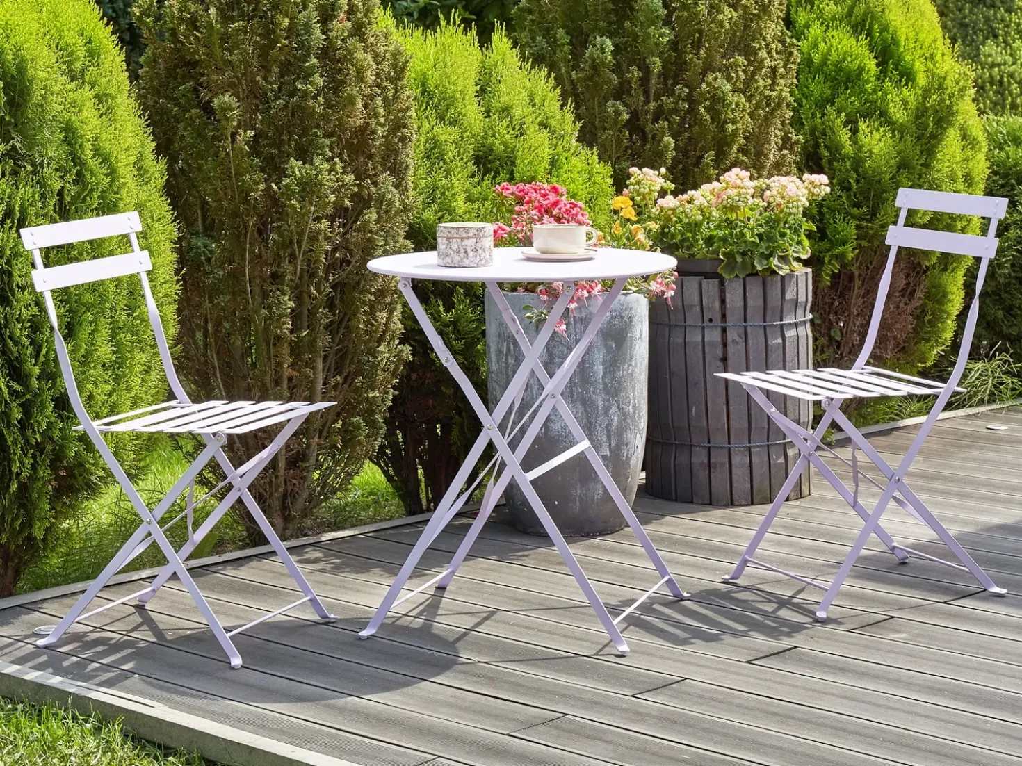 Set bistrot Pieghevole FIORI Metallo Viola