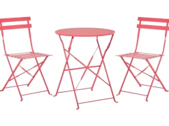 Set bistrot Pieghevole FIORI Metallo Rosso