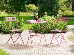 Set bistrot Pieghevole FIORI Metallo Rosa