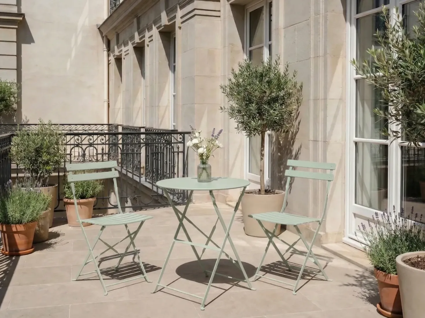 Set bistrot Pieghevole FIORI Metallo Grigio