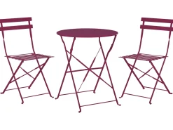 Set bistrot Pieghevole FIORI Metallo Bordeaux