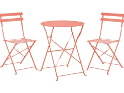 Set bistrot Pieghevole FIORI Metallo Corallo