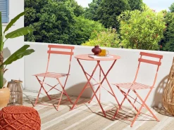 Set bistrot Pieghevole FIORI Metallo Corallo