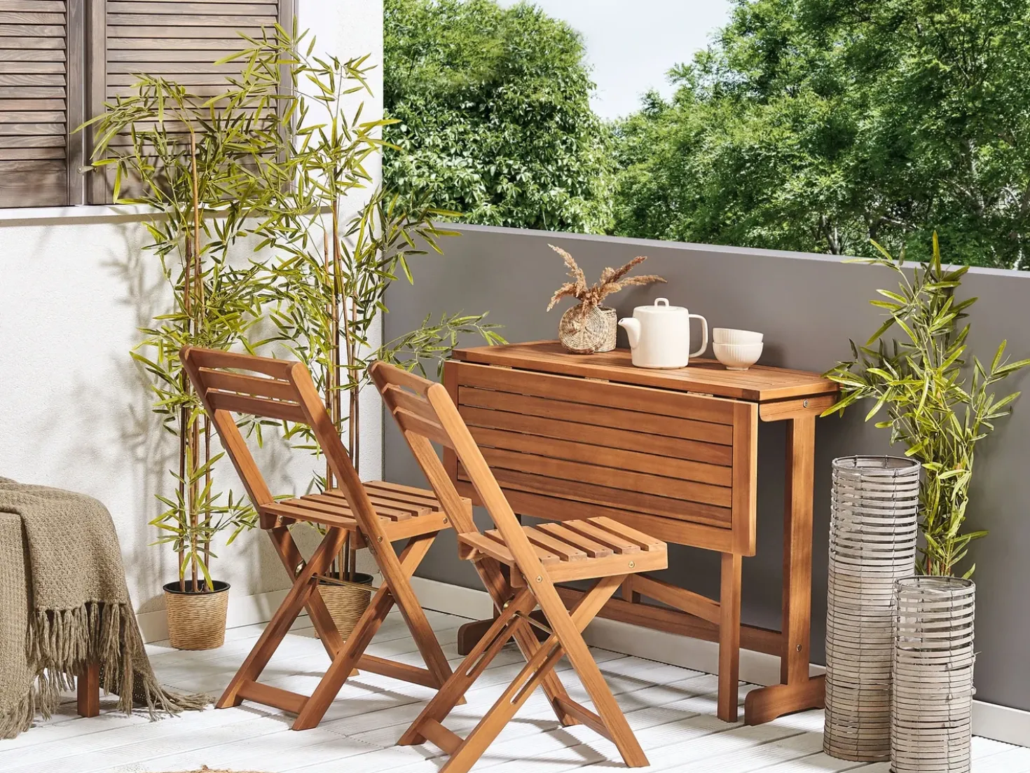 Set bistrot Pieghevole LENOLA Legno d'acacia Marrone