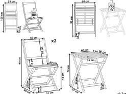 Set bistrot Pieghevole PARAGGI Legno di acacia certificato Marrone