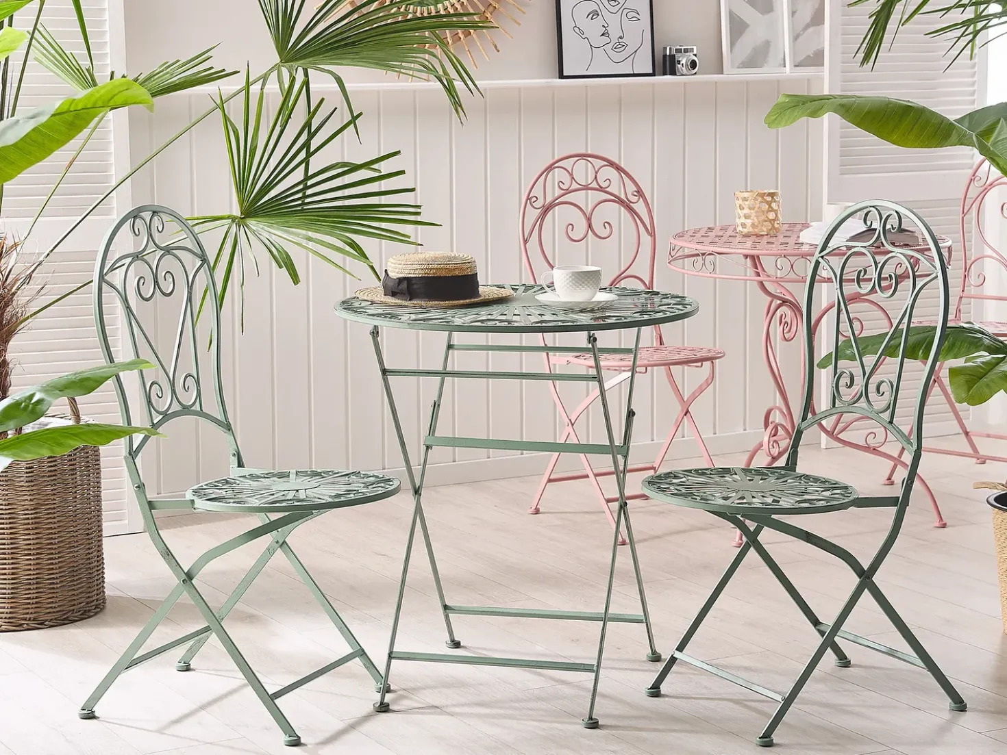 Set bistrot Pieghevole TRENTO Metallo Verde chiaro