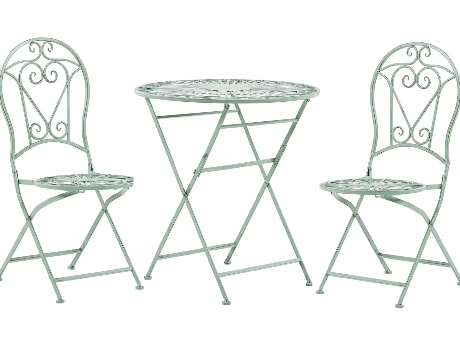 Set bistrot Pieghevole TRENTO Metallo Verde chiaro