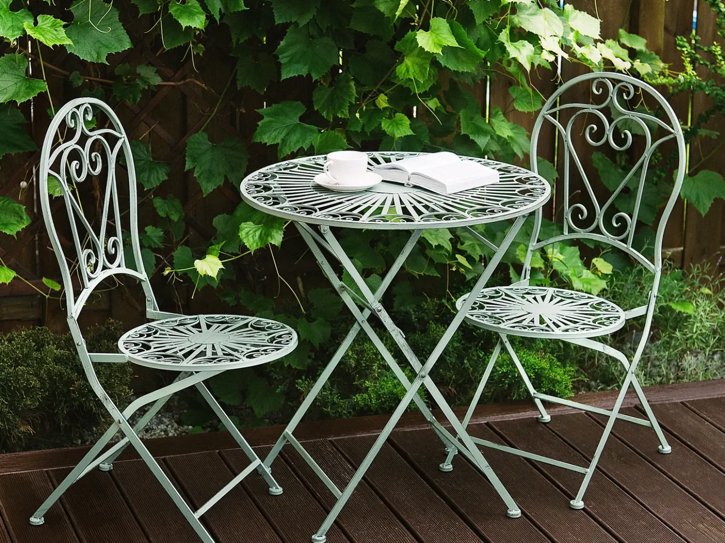Set bistrot Pieghevole TRENTO Metallo Verde chiaro