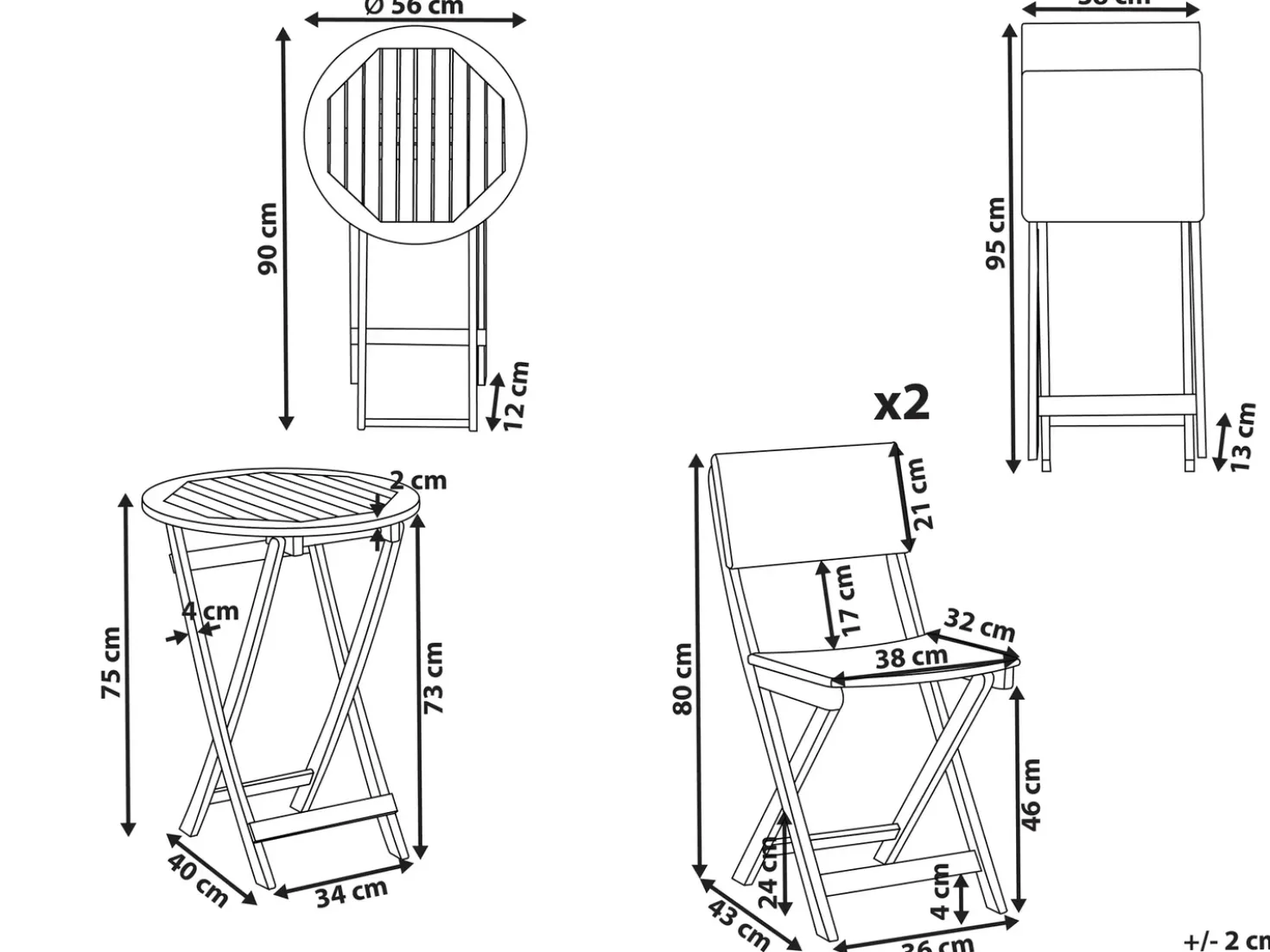 Set bistrot RIVAROTTA Legno d'acacia Marrone/Nero