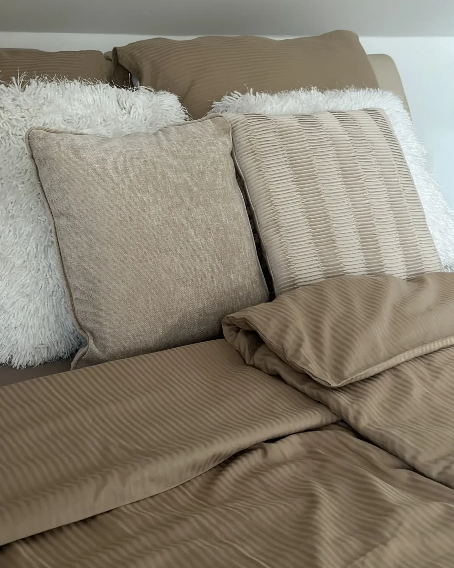 Set Copripiumino AVONDALE Raso di Cotone 135 x 200 cm Beige