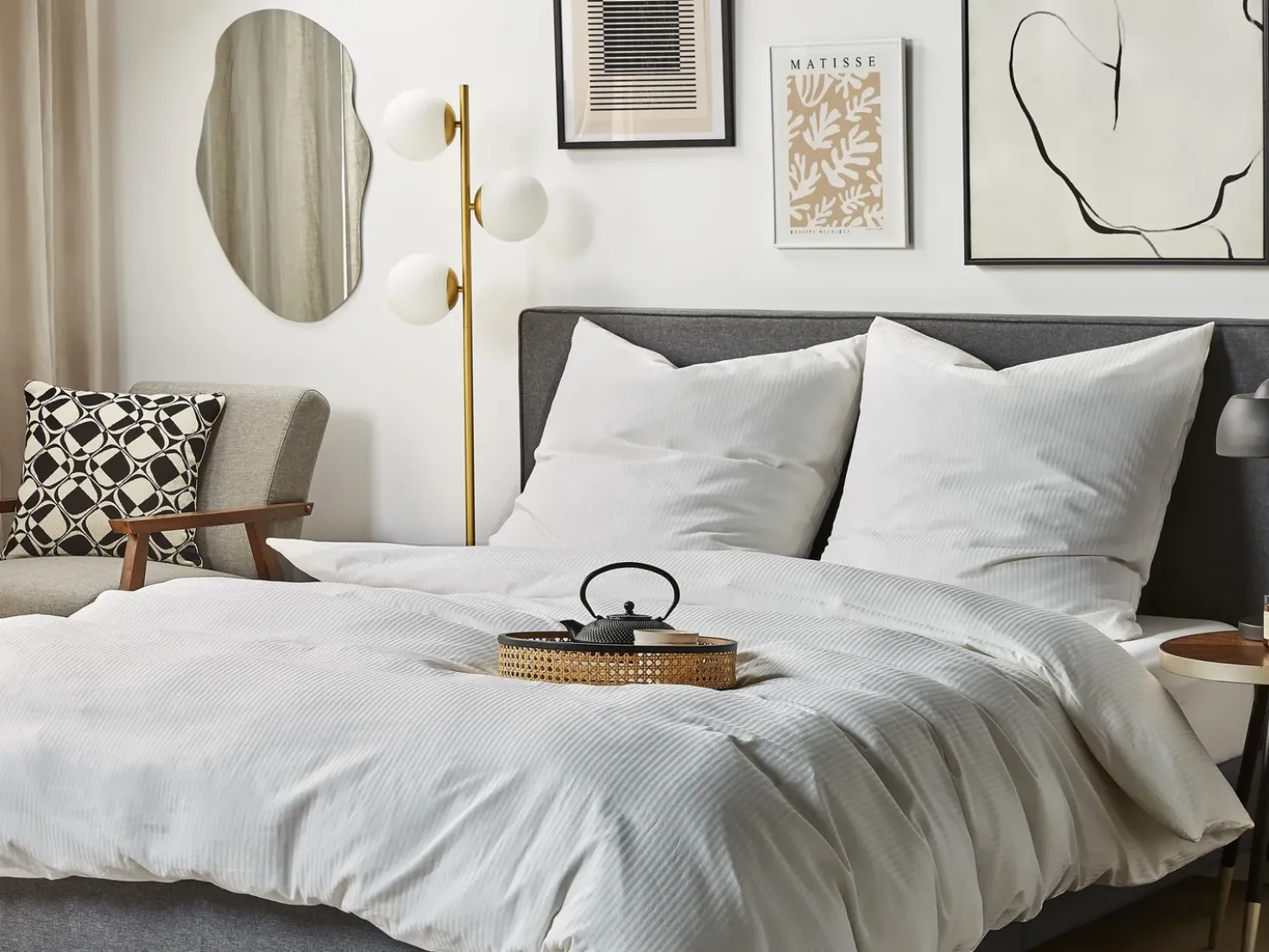 Set Copripiumino AVONDALE Raso di Cotone 155 x 220 cm Bianco