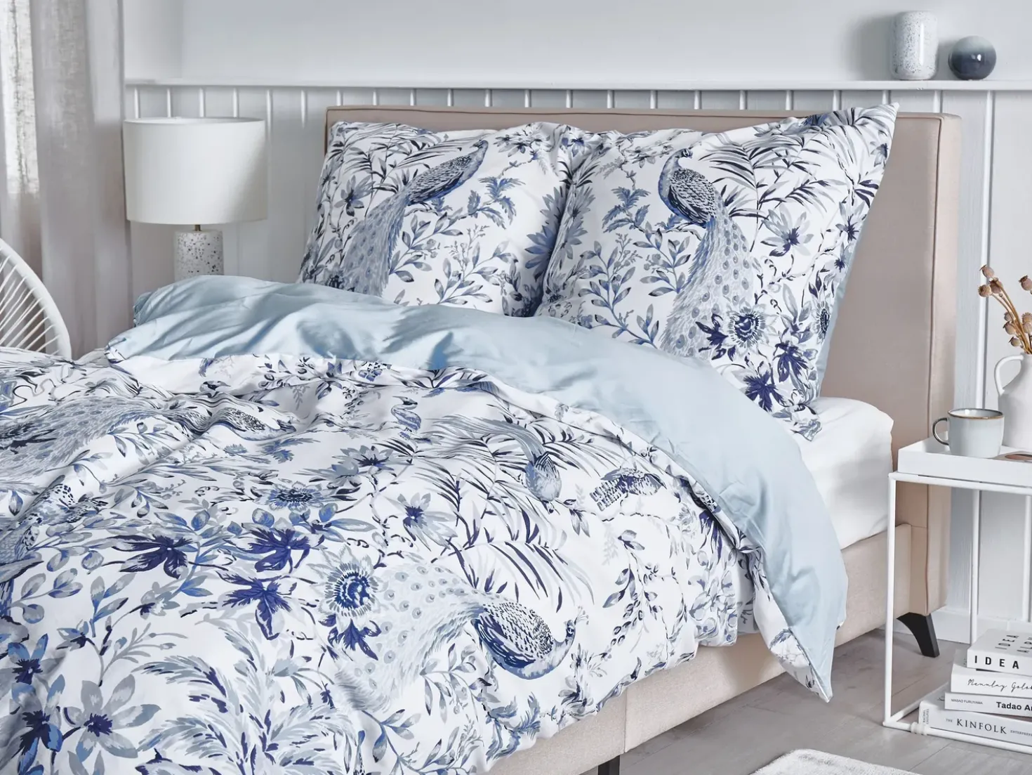 Set Copripiumino BALLARD Raso di Cotone 135 x 200 cm Blu