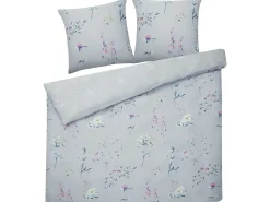 Set Copripiumino EVERGREEN Raso di Cotone 220 x 240 cm Azzurro