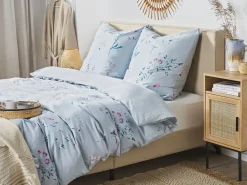 Set Copripiumino EVERGREEN Raso di Cotone 220 x 240 cm Azzurro