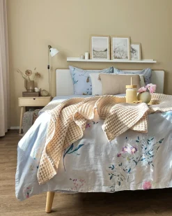Set Copripiumino EVERGREEN Raso di Cotone 220 x 240 cm Azzurro
