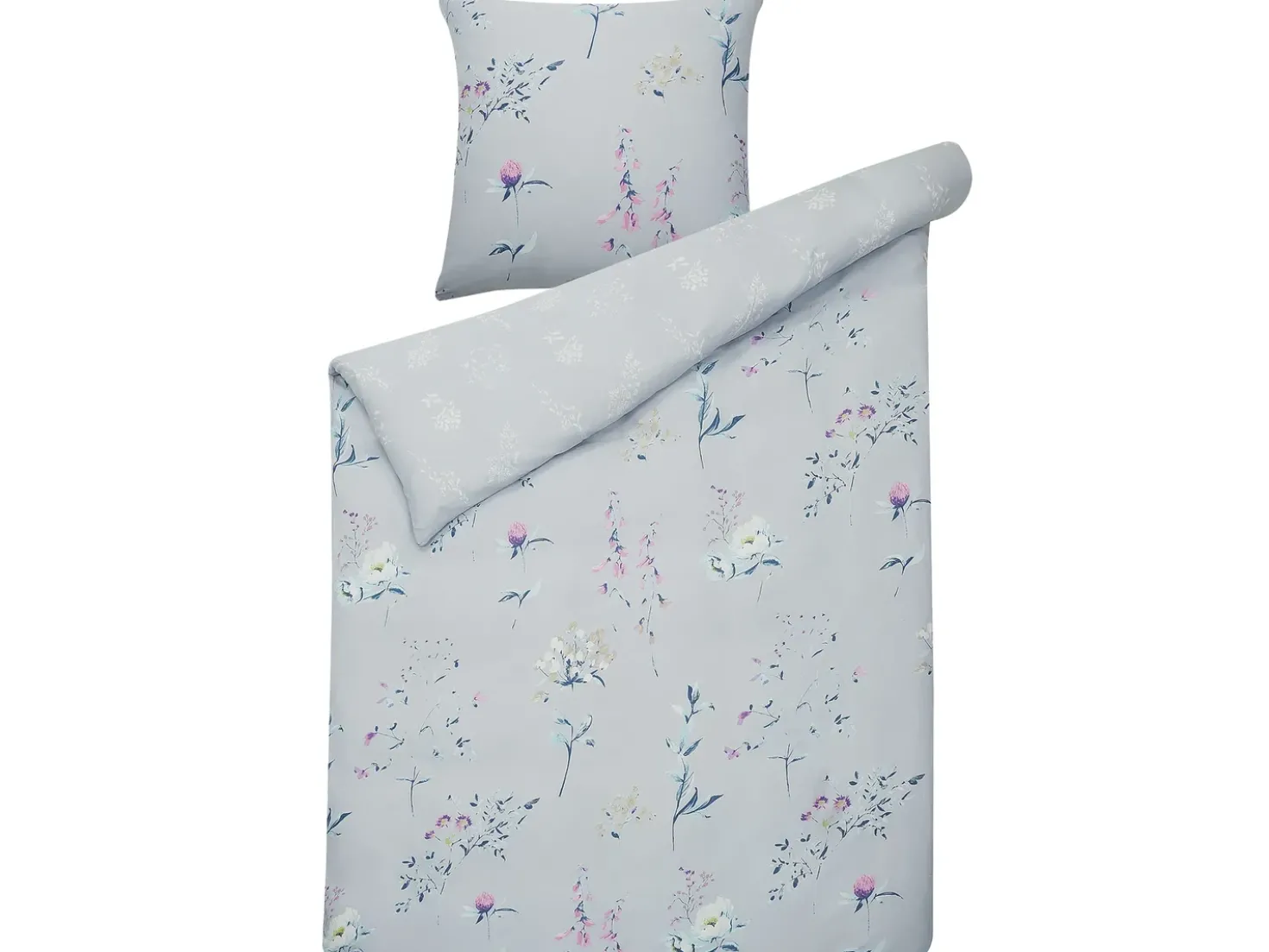 Set Copripiumino EVERGREEN Raso di Cotone 135 x 200 cm Azzurro