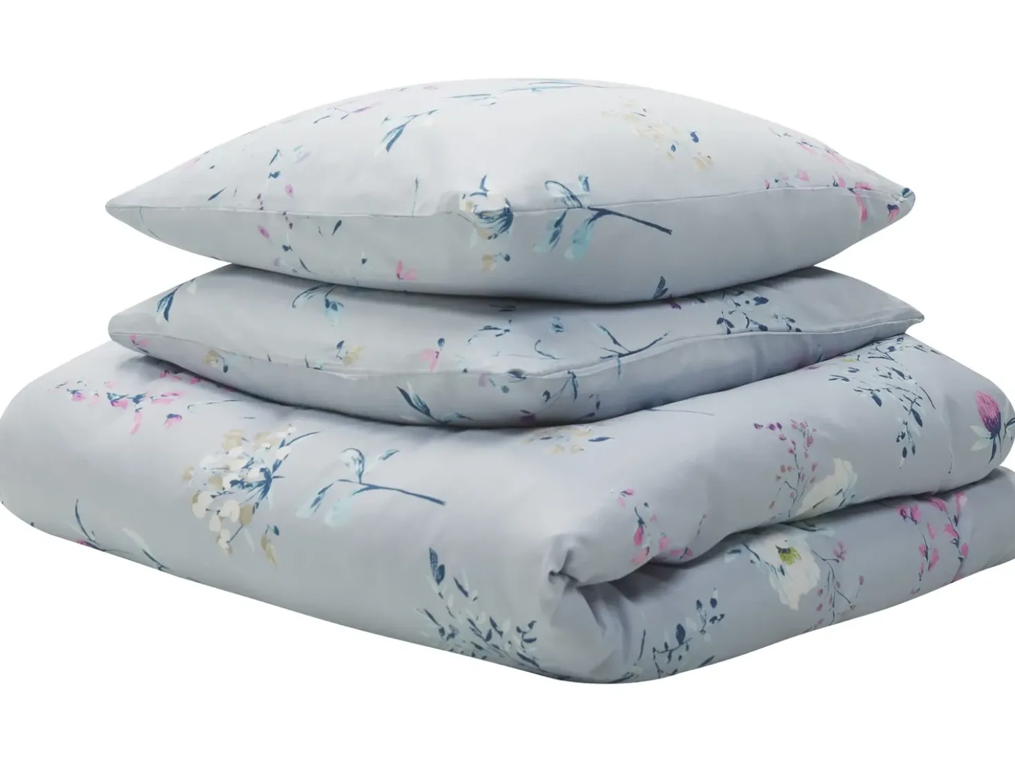 Set Copripiumino EVERGREEN Raso di Cotone 135 x 200 cm Azzurro