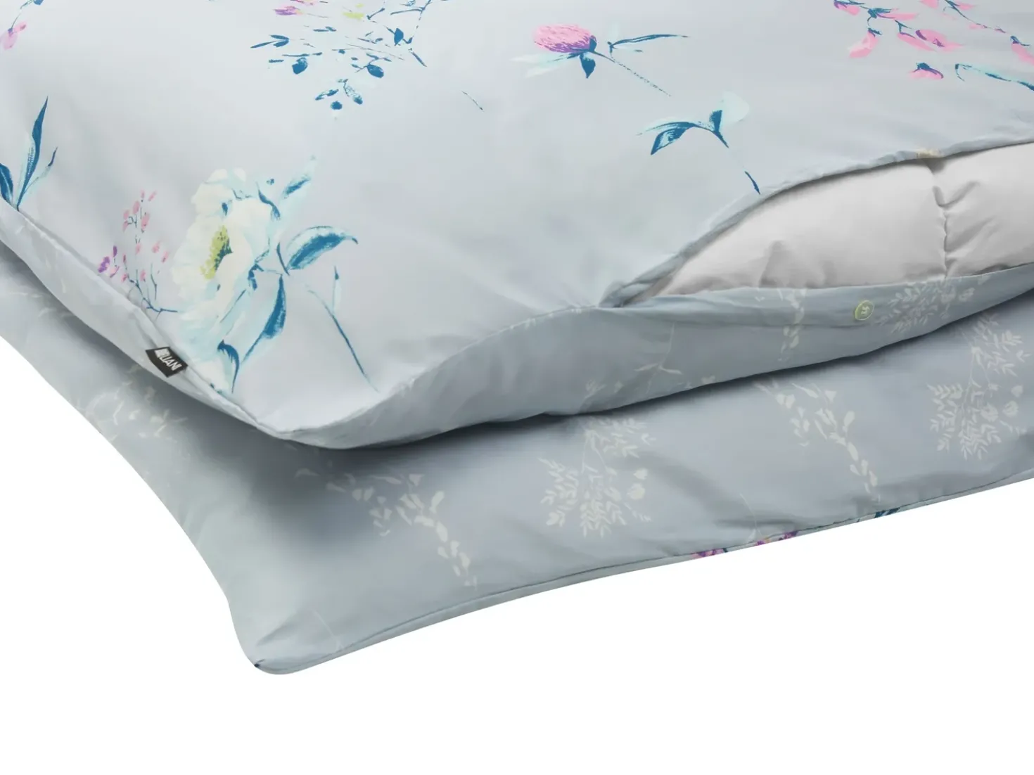 Set Copripiumino EVERGREEN Raso di Cotone 135 x 200 cm Azzurro