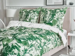 Set Copripiumino GREENWOOD Raso di Cotone 135 x 200 cm Verde