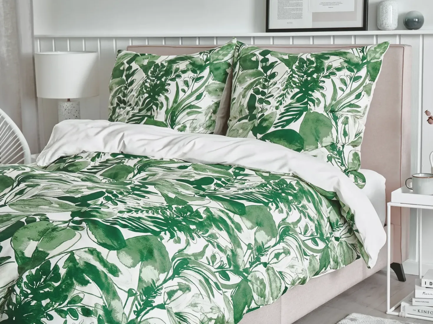Set Copripiumino GREENWOOD Raso di Cotone 155 x 220 cm Verde