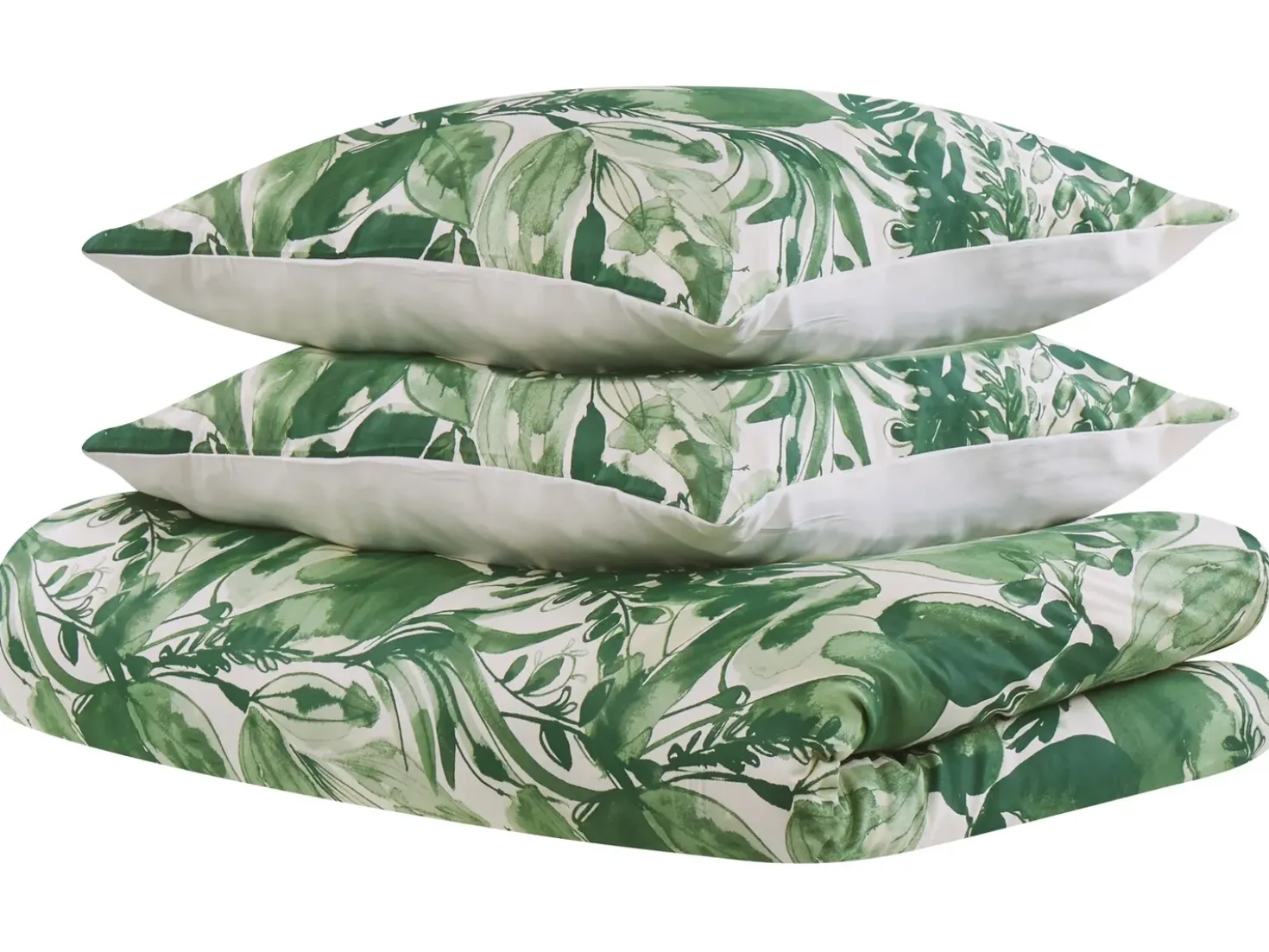 Set Copripiumino GREENWOOD Raso di Cotone 155 x 220 cm Verde