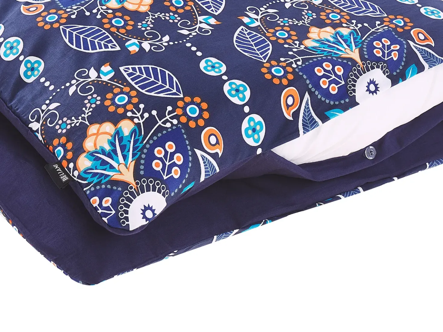 Set Copripiumino MADRONA Raso di Cotone 155 x 220 cm Blu scuro