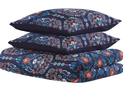 Set Copripiumino MADRONA Raso di Cotone 155 x 220 cm Blu scuro
