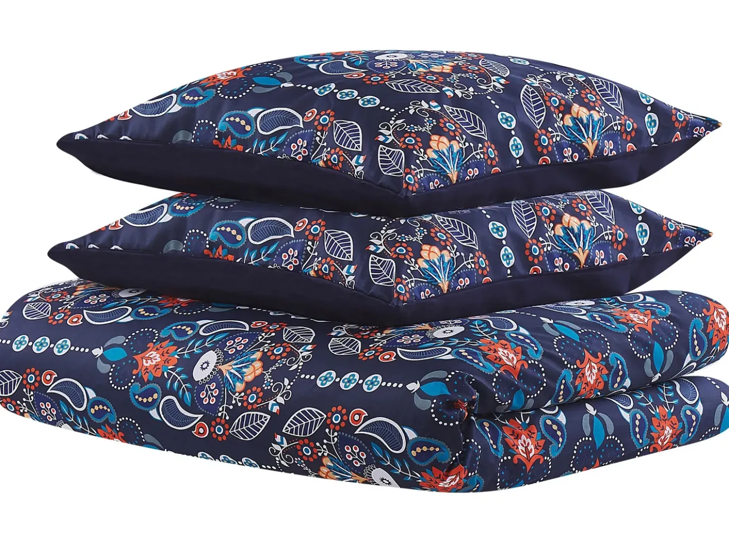 Set Copripiumino MADRONA Raso di Cotone 155 x 220 cm Blu scuro
