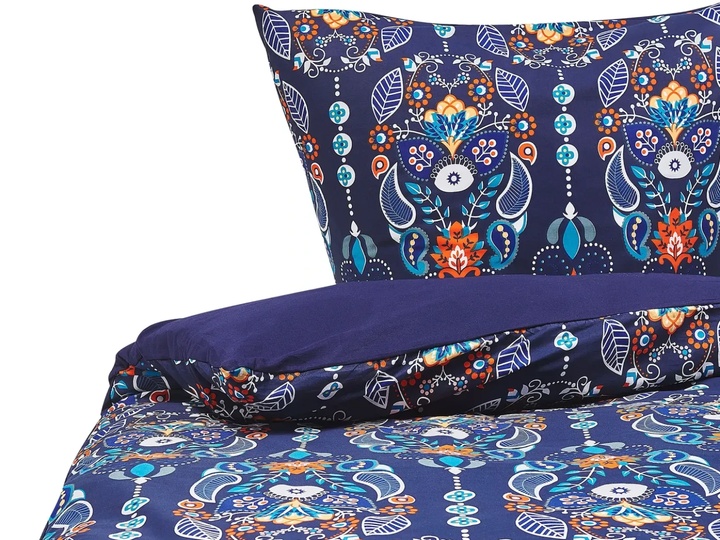 Set Copripiumino MADRONA Raso di Cotone 155 x 220 cm Blu scuro