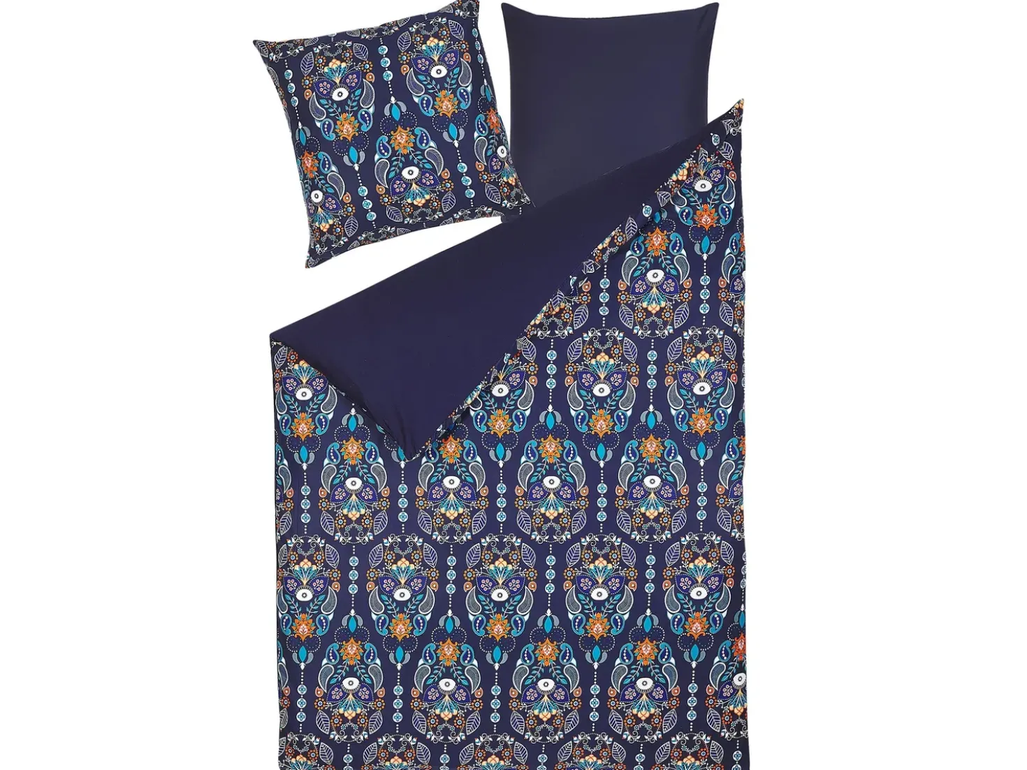 Set Copripiumino MADRONA Raso di Cotone 155 x 220 cm Blu scuro