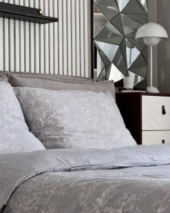 Set Copripiumino MORNINGSIDE Raso di Cotone 135 x 200 cm Grigio