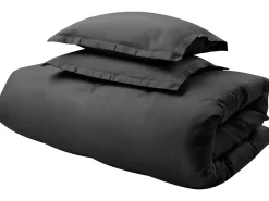 Set Copripiumino PARKROSE Raso di Cotone 220 x 240 cm Nero