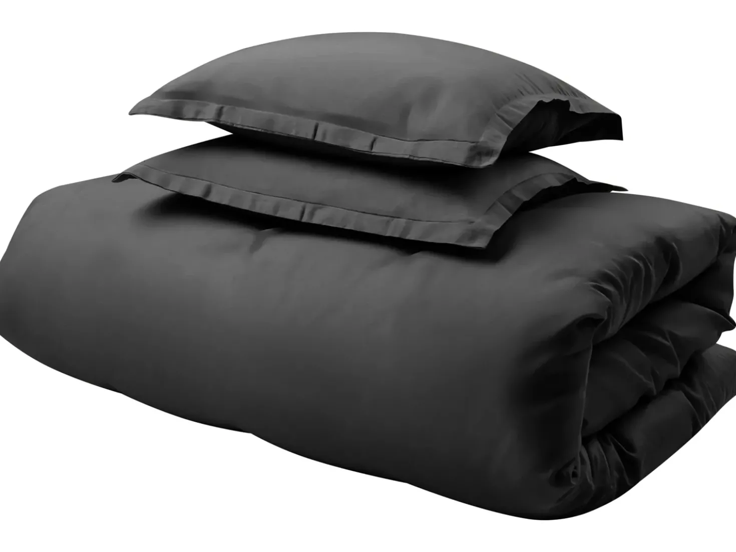 Set Copripiumino PARKROSE Raso di Cotone 220 x 240 cm Nero
