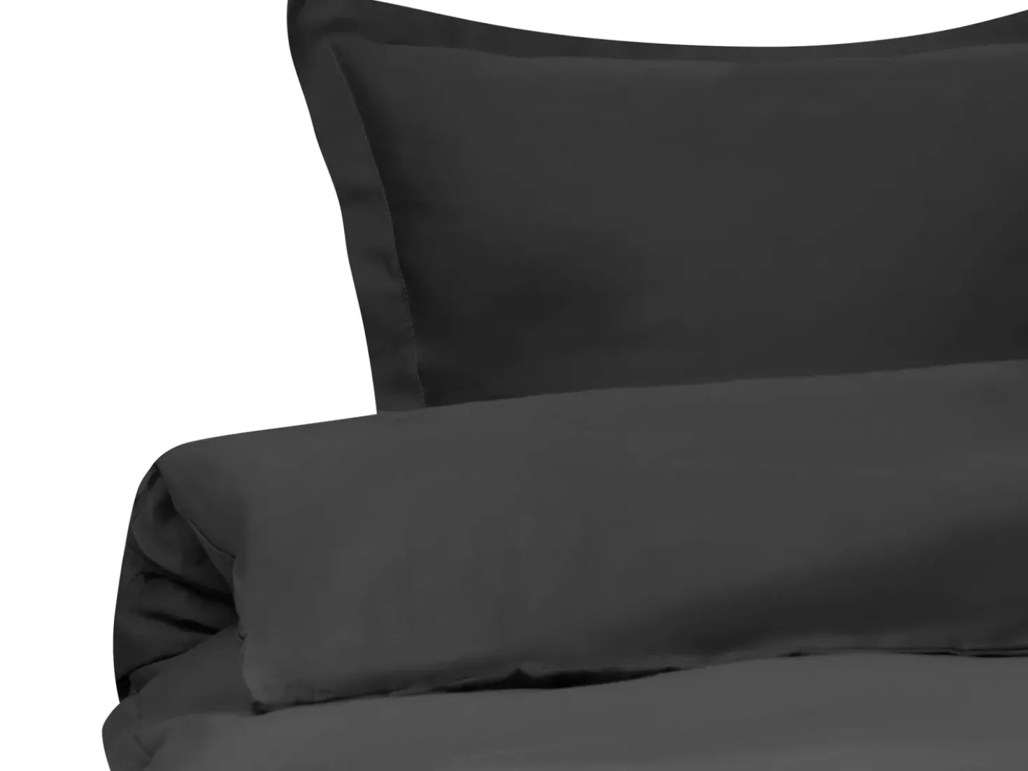 Set Copripiumino PARKROSE Raso di Cotone 220 x 240 cm Nero