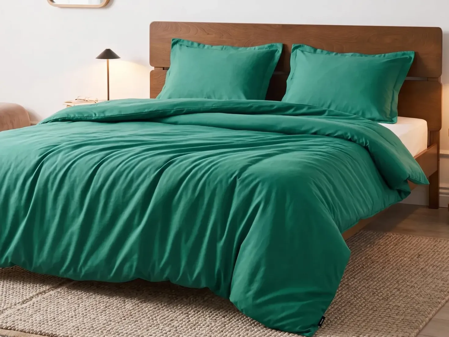 Set Copripiumino PARKROSE Raso di Cotone 220 x 240 cm Verde