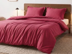 Set Copripiumino PARKROSE Raso di Cotone 220 x 240 cm Bordeaux
