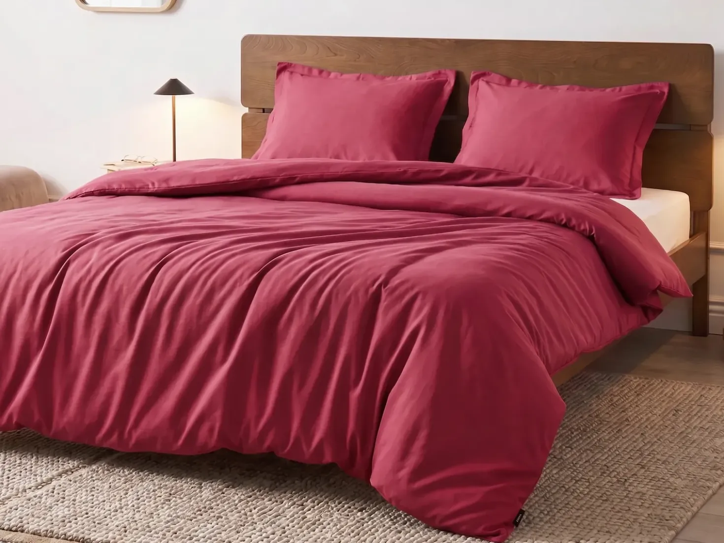 Set Copripiumino PARKROSE Raso di Cotone 220 x 240 cm Bordeaux
