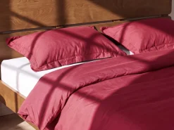 Set Copripiumino PARKROSE Raso di Cotone 220 x 240 cm Bordeaux