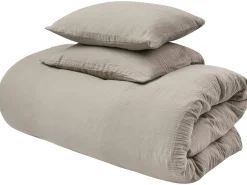 Set Copripiumino SUMNER Mussola di cotone 220 x 240 cm Tortora